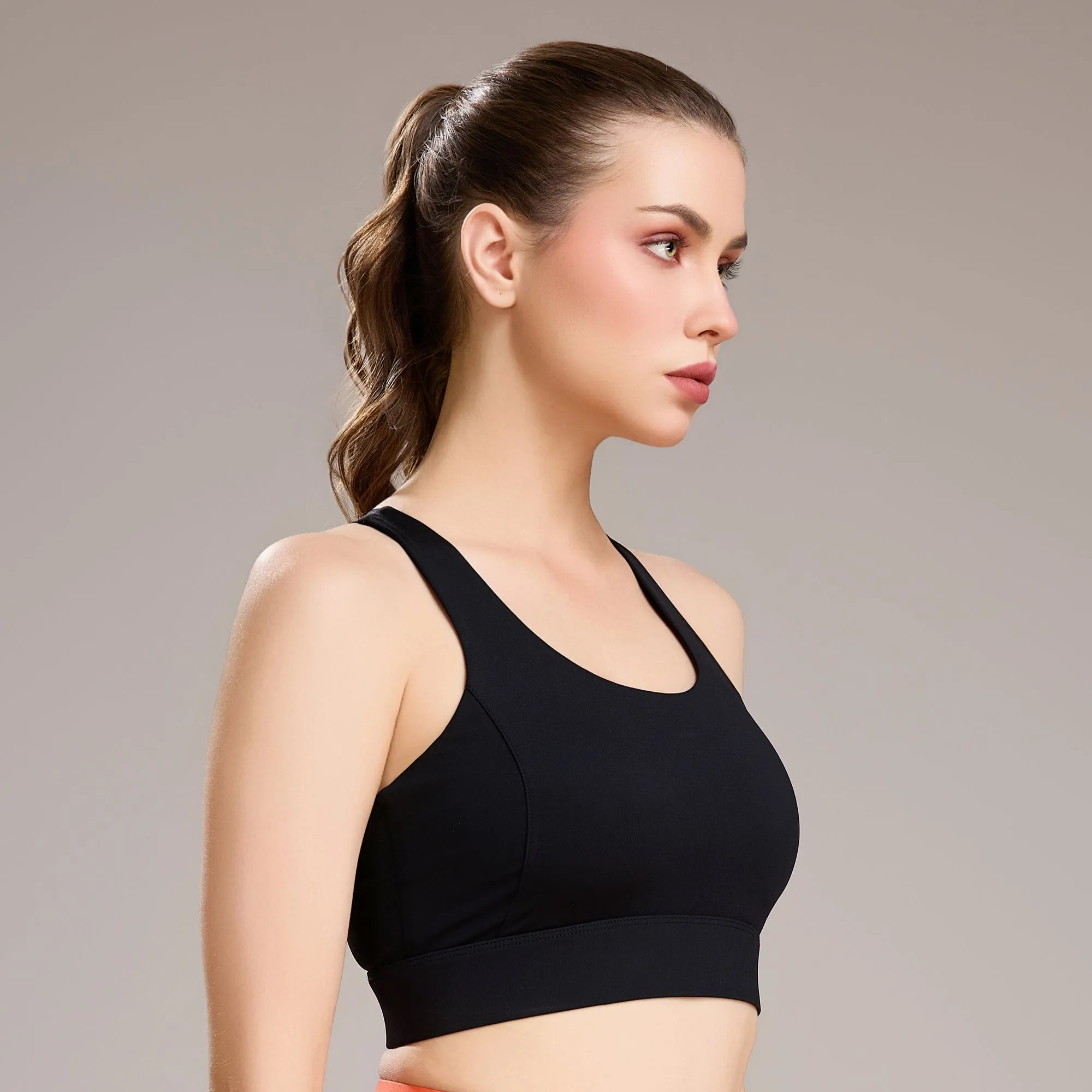 Padded Non wired Full Coverage Seamless Racerback Sports Bra