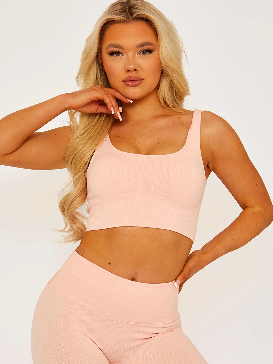 Padded Sports Bra and Legging Ribbed Activewear Set