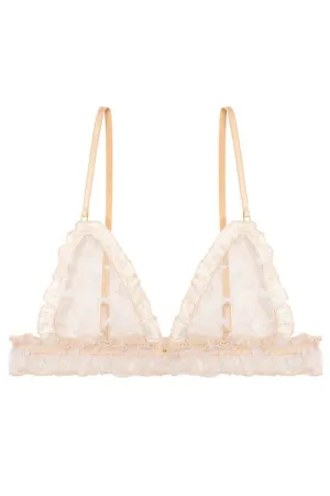 Papillon Ruffled Bra with Silk - Cream