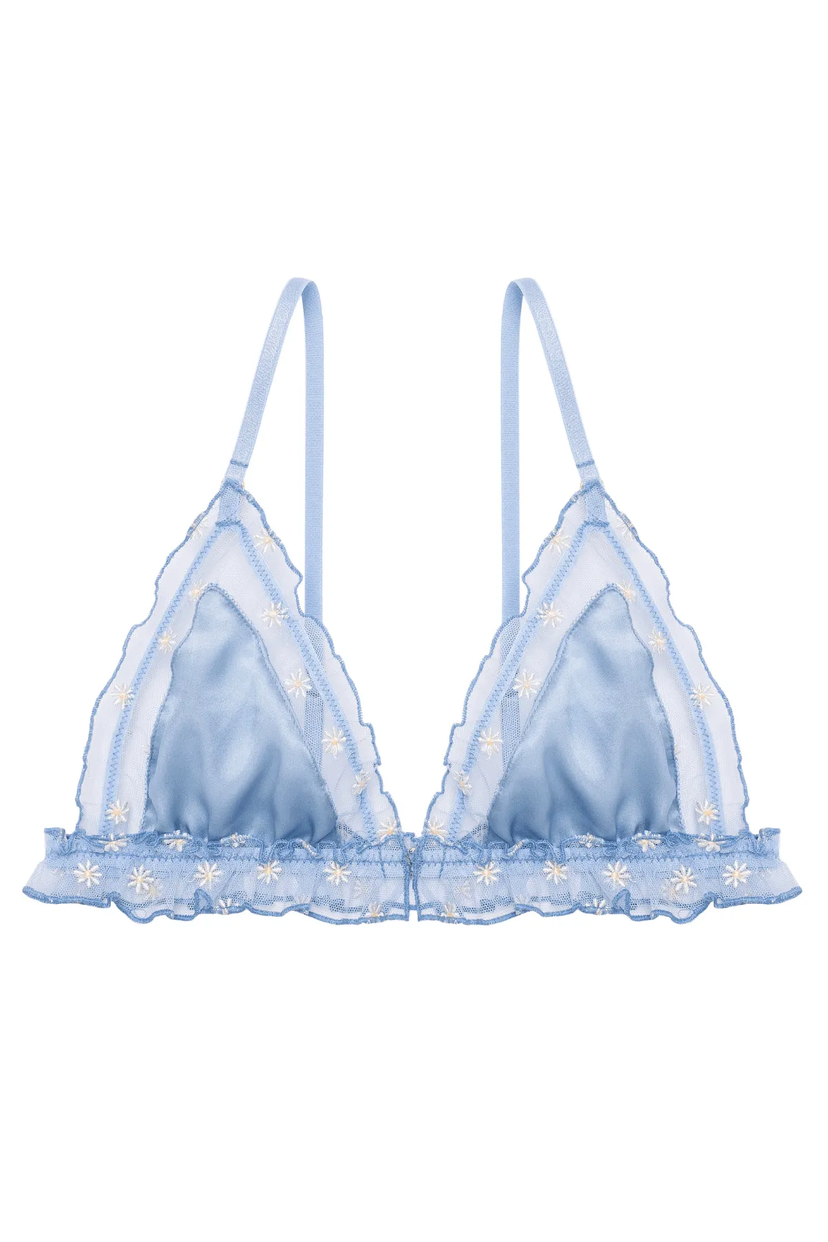 Paquerette Triangle Bra with Silk - Blue