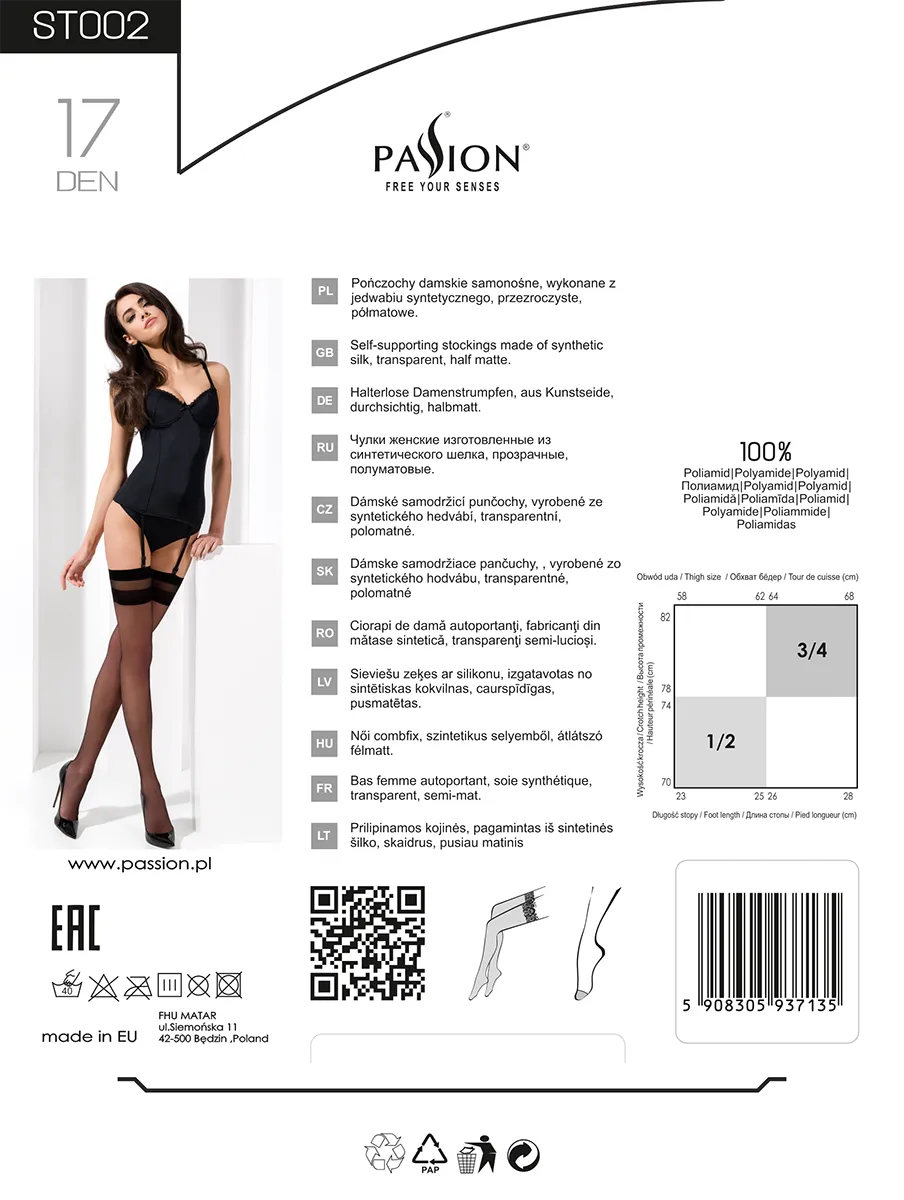Passion Nero Black Stockings ST002