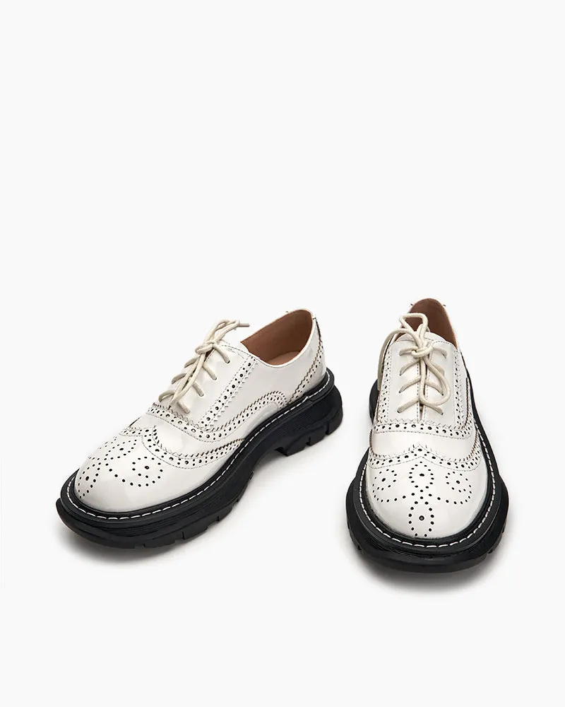 Patent Leather Carved Platform Loafers