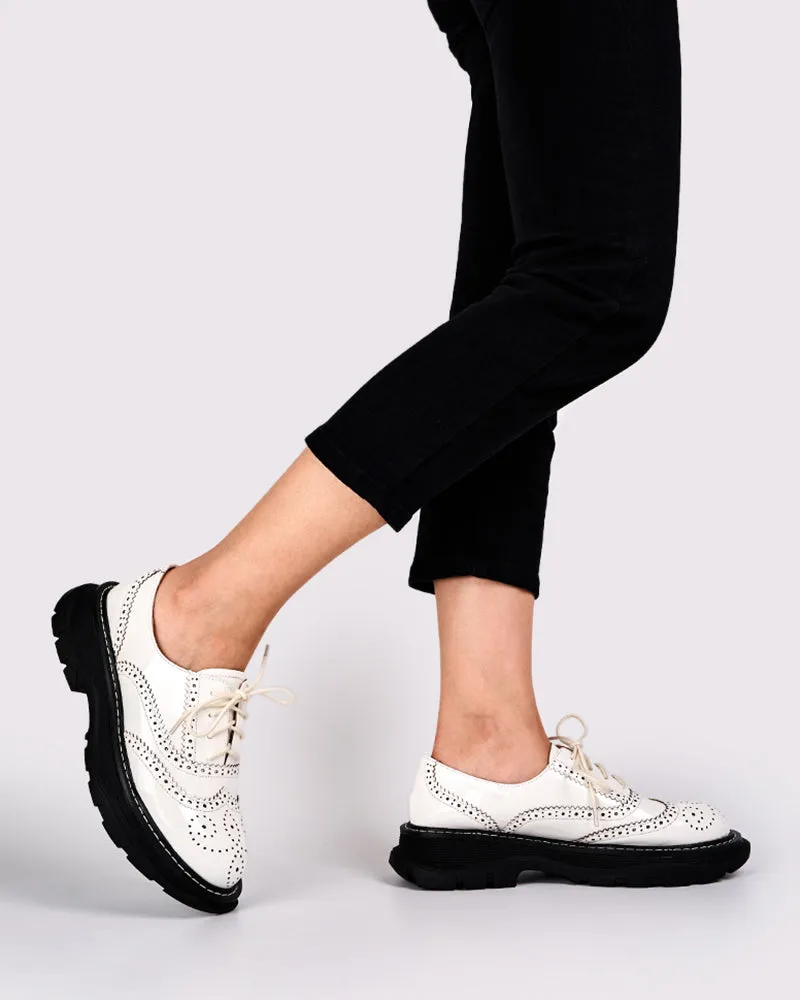 Patent Leather Carved Platform Loafers