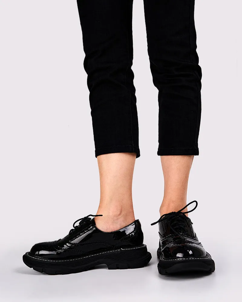 Patent Leather Carved Platform Loafers