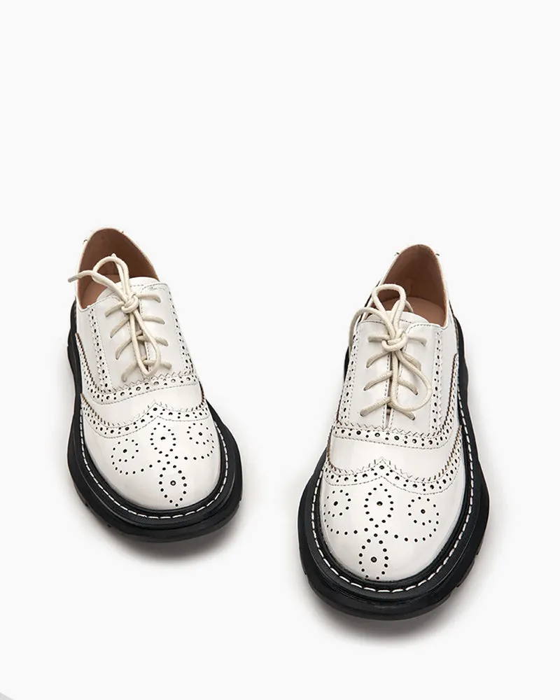 Patent Leather Carved Platform Loafers