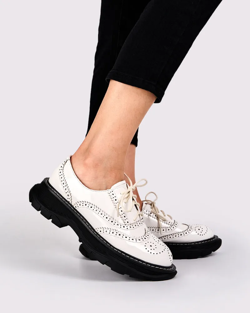 Patent Leather Carved Platform Loafers