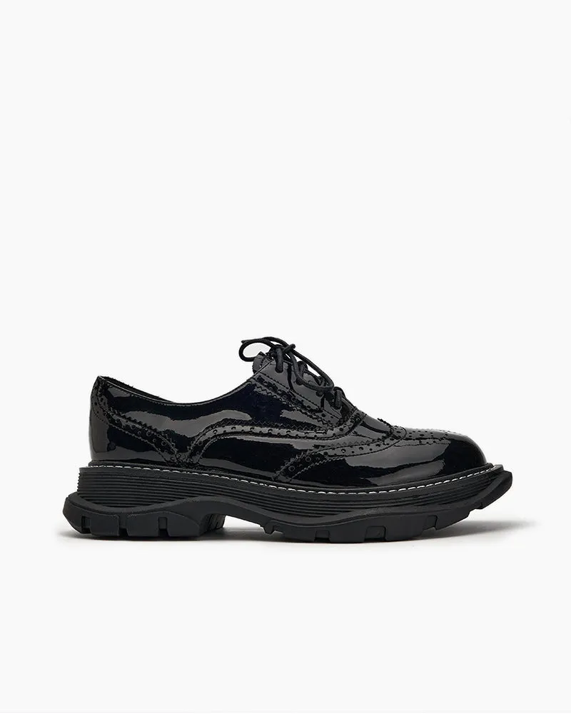 Patent Leather Carved Platform Loafers