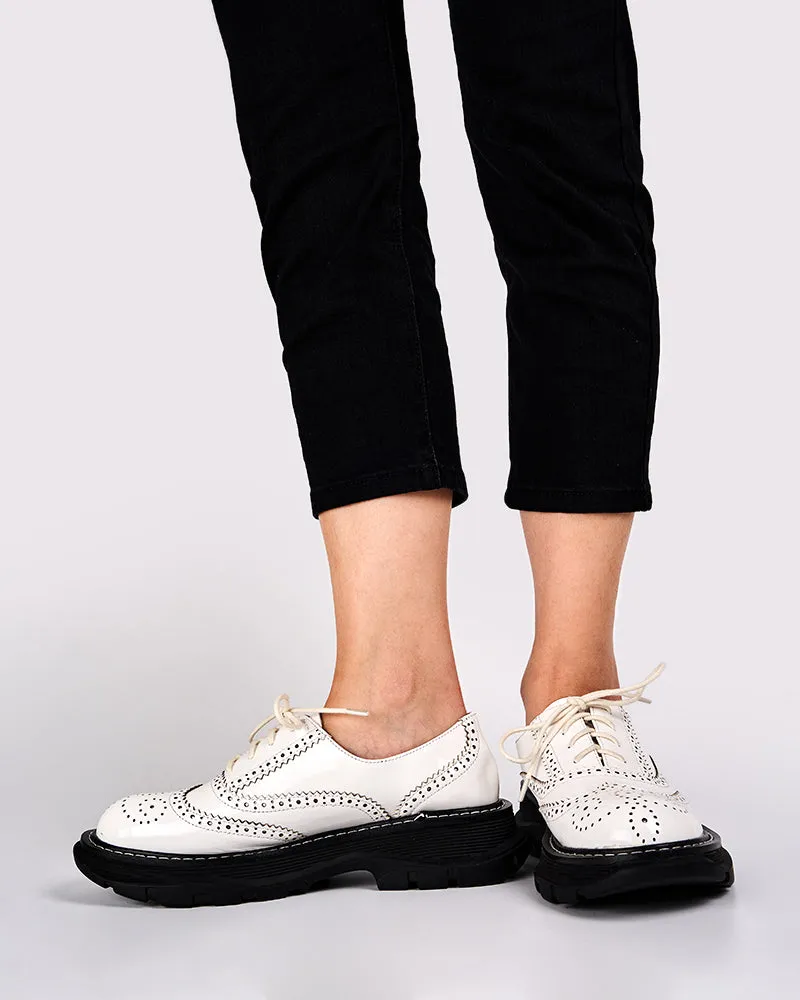 Patent Leather Carved Platform Loafers