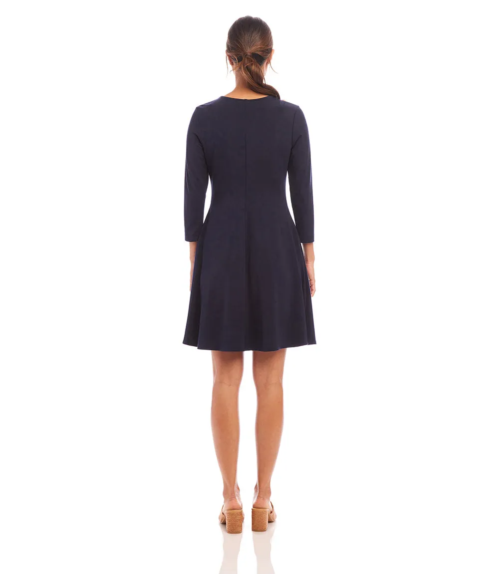 Petite Size 3/4 Sleeve Fit & Flare Dress