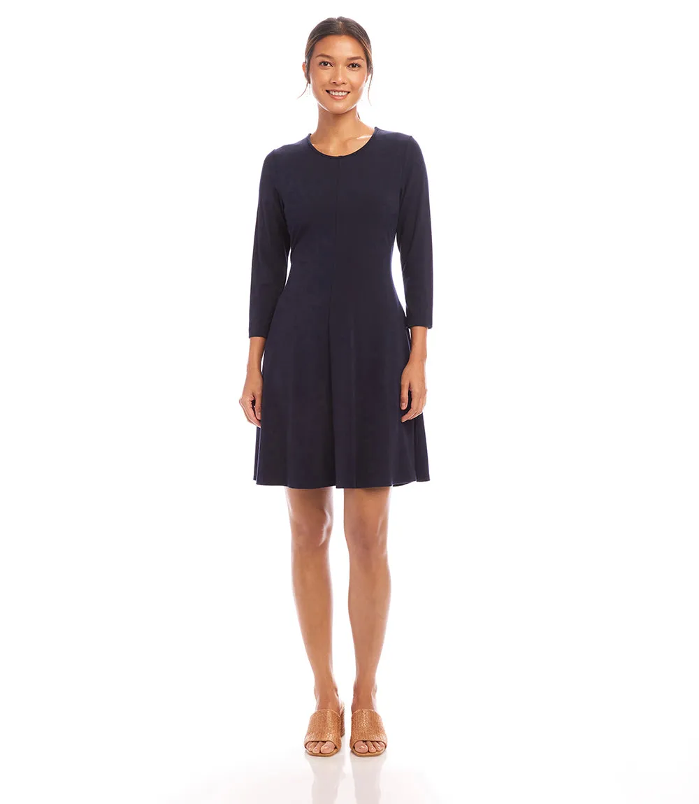Petite Size 3/4 Sleeve Fit & Flare Dress