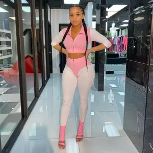 Pink & White Tracksuit Set