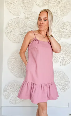 Pink Denim Shoulder Tie Mini