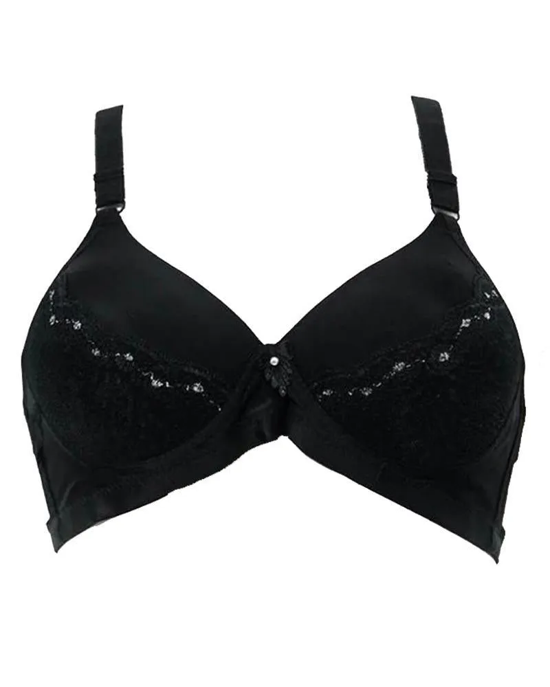 Plus Size Full Cup Single Padded Black Bra