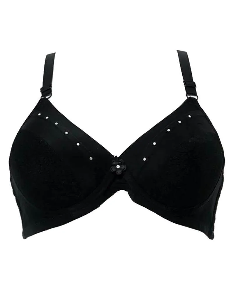 Plus Size Full Cup Single Padded Black Bra