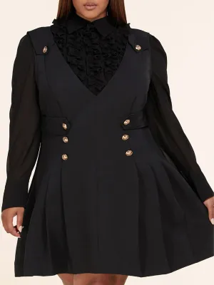 PLUS SIZE LONG SLEEVE RUFFLE TOP & MINI DRESS 2PC SET