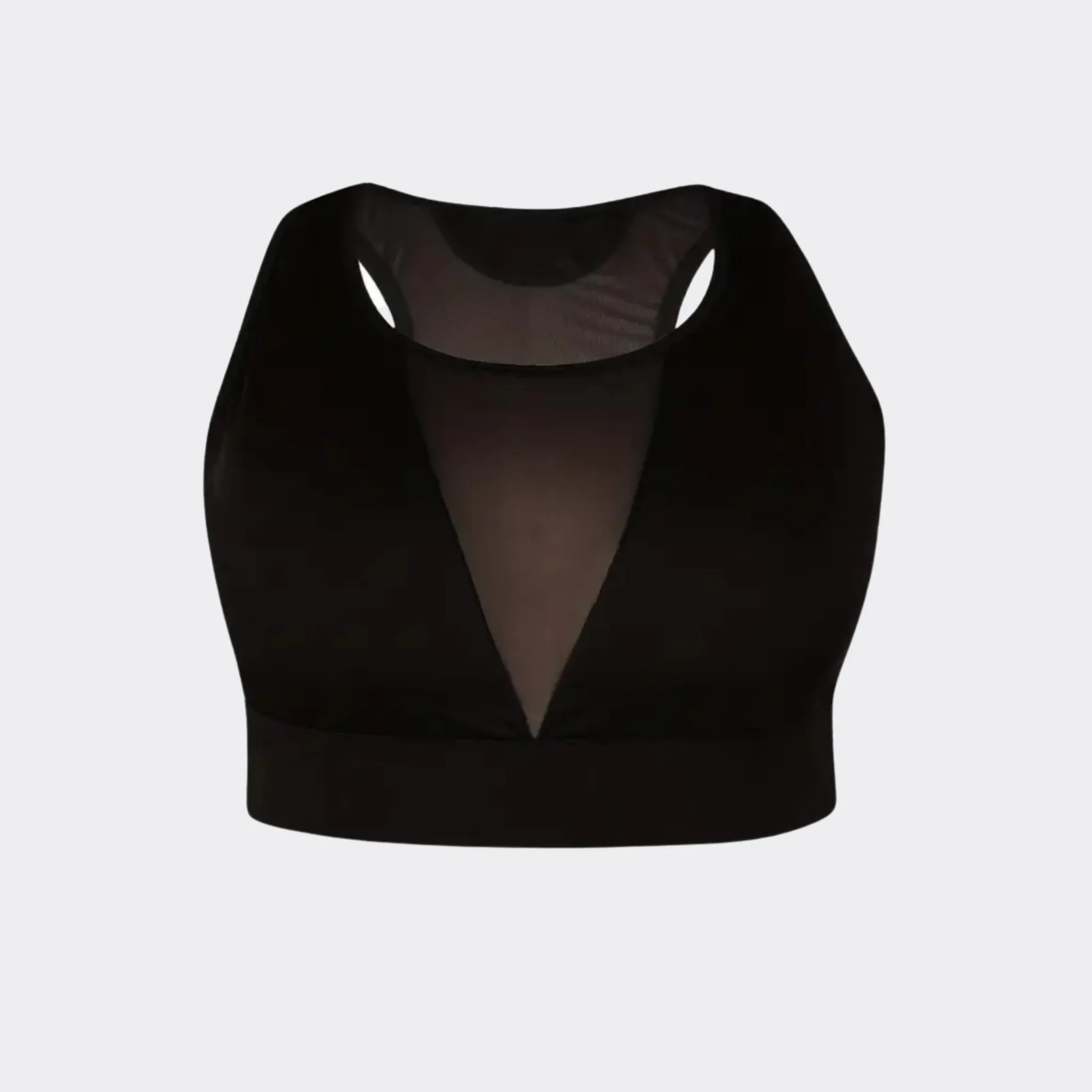 Plus Size Stretchy Activewear Sports Bra with Contrast Mesh