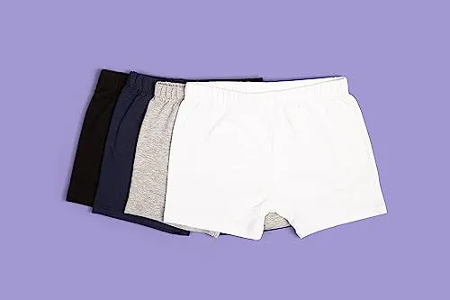 Popular Girls Cotton Undershorts for Dresses, 4 Pack - Solid & Tie Dye Under Dress Shorts, Cartwheel Sports Undershorts