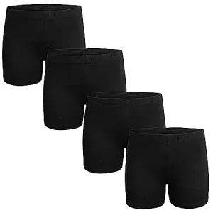 Popular Girls Cotton Undershorts for Dresses, 4 Pack - Solid & Tie Dye Under Dress Shorts, Cartwheel Sports Undershorts