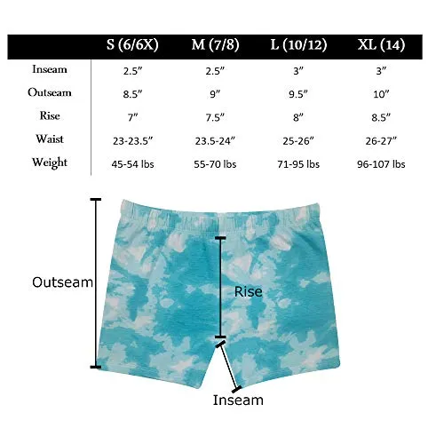 Popular Girls Cotton Undershorts for Dresses, 4 Pack - Solid & Tie Dye Under Dress Shorts, Cartwheel Sports Undershorts