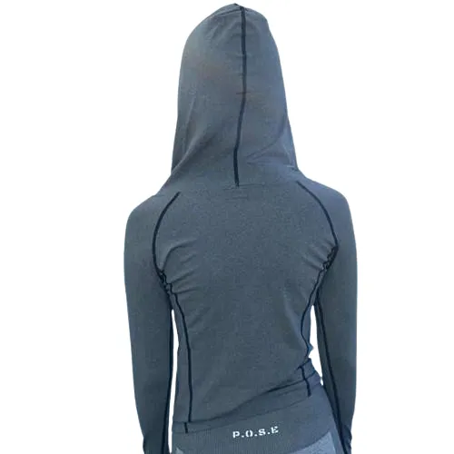 P.O.S.E Comfort Long Sleeve Gym Sports Top with Hoodie