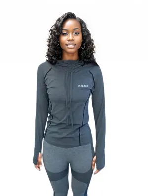 P.O.S.E Comfort Long Sleeve Gym Sports Top with Hoodie