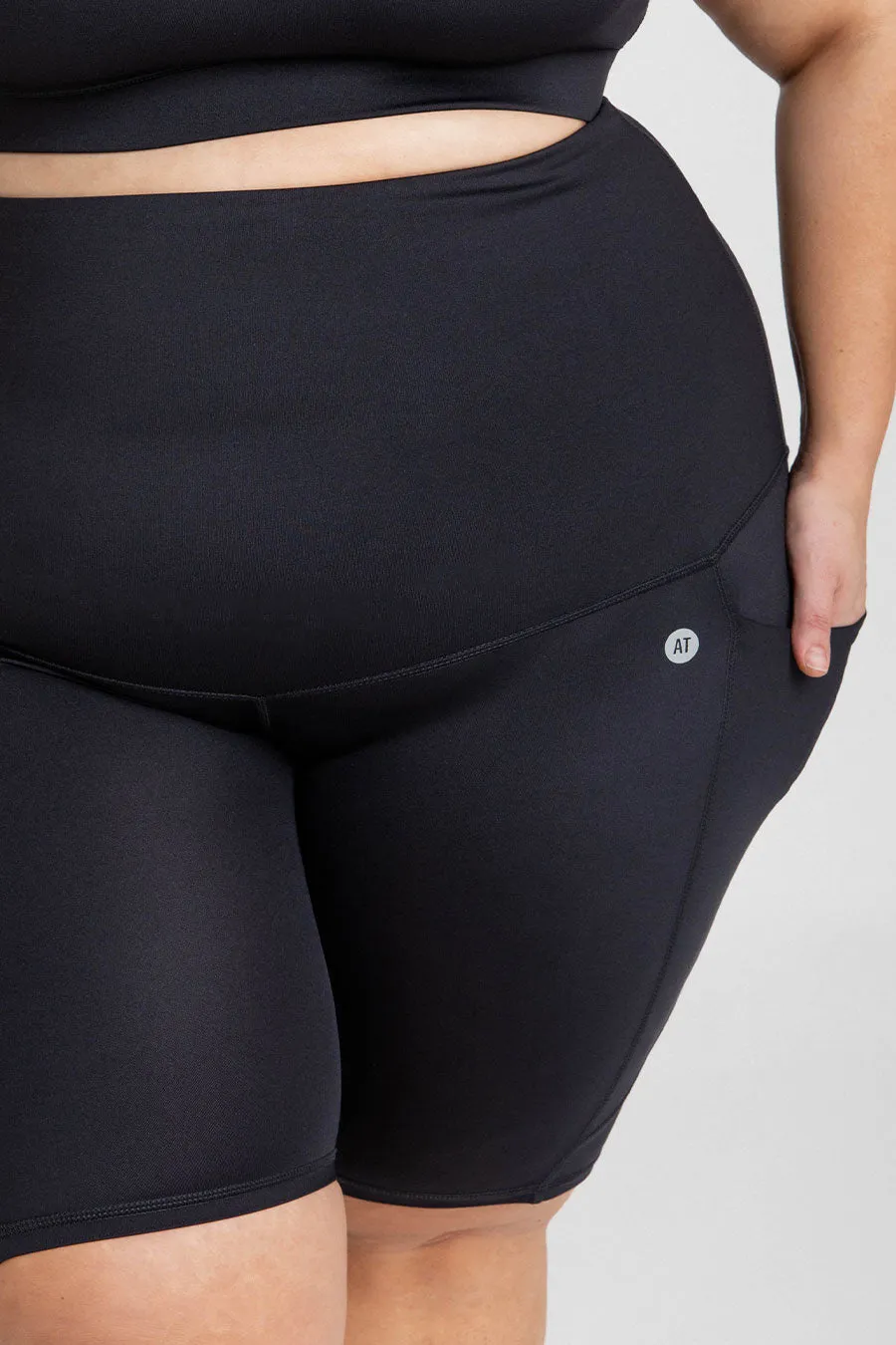 Postpartum Recovery Bike Short with Pockets - Black