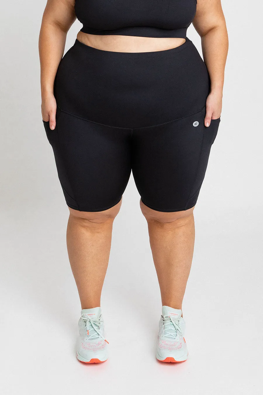 Postpartum Recovery Bike Short with Pockets - Black
