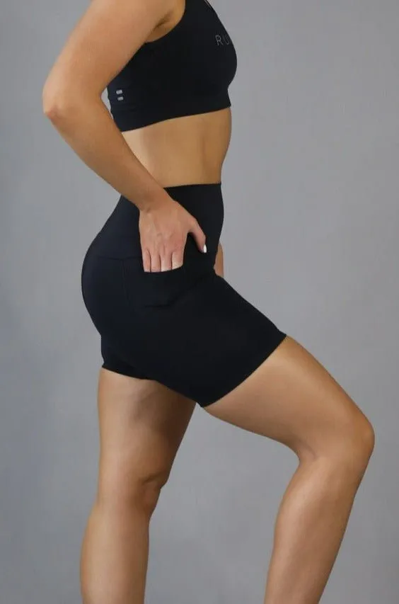 (Pre-Order) Perform High Waist Mid Shorts - Black