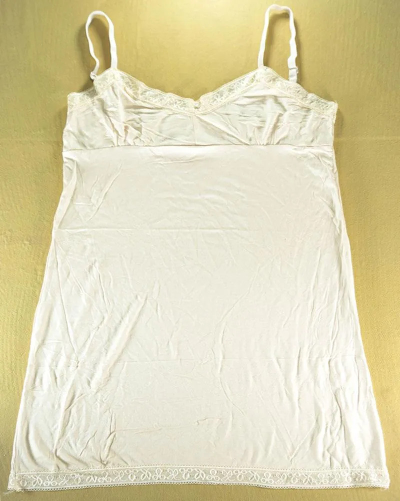 Premium Camisole Stretch Basic With Padded Lace - Long Layering Camisole - Adjustable Straps - Skin Color - 6377