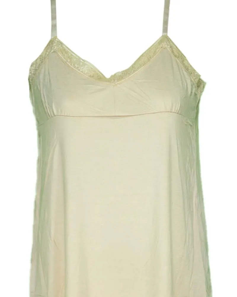 Premium Camisole Stretch Basic With Padded Lace - Long Layering Camisole - Adjustable Straps - Skin Color - 6377