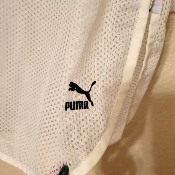 Puma Womens Shorts White S Xtreme Mesh Drill Ruffle Drawstring
