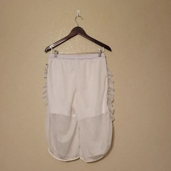 Puma Womens Shorts White S Xtreme Mesh Drill Ruffle Drawstring