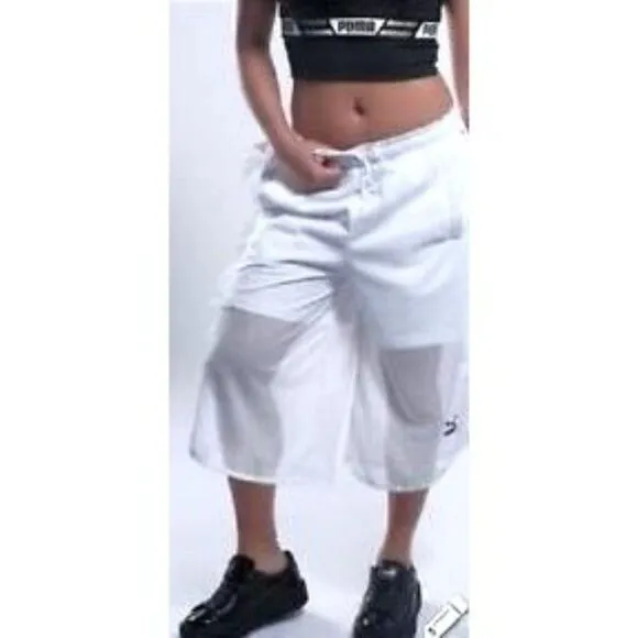Puma Womens Shorts White S Xtreme Mesh Drill Ruffle Drawstring