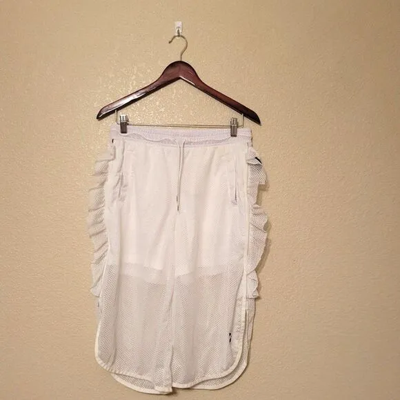 Puma Womens Shorts White S Xtreme Mesh Drill Ruffle Drawstring