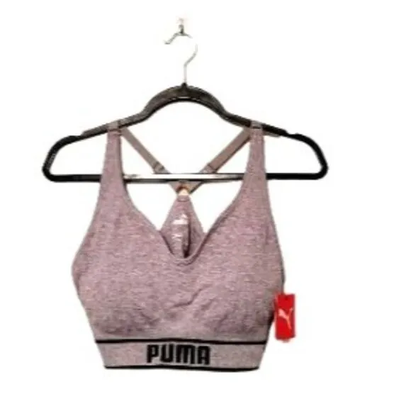 Puma Womens Sports Bra Grey Xl  Plus Size Racerback Padded Logo New