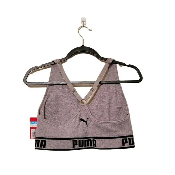 Puma Womens Sports Bra Grey Xl  Plus Size Racerback Padded Logo New