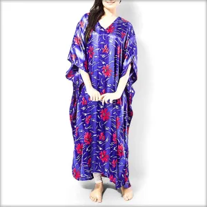 Purple Floral Silk Kaftan