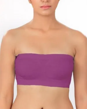 Purple Strapless Sports Bra - Soft & Non Padded Bra
