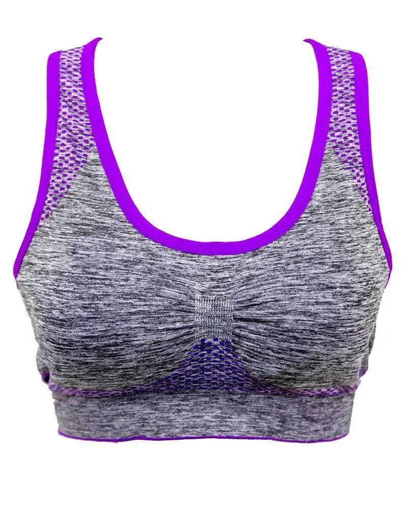 Purple Stripe 3279 Sports & Jim,Yoga Padded Wirefree Bra For Ladies -Girls Sports Bra - By Lubunie