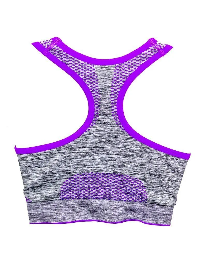 Purple Stripe 3279 Sports & Jim,Yoga Padded Wirefree Bra For Ladies -Girls Sports Bra - By Lubunie