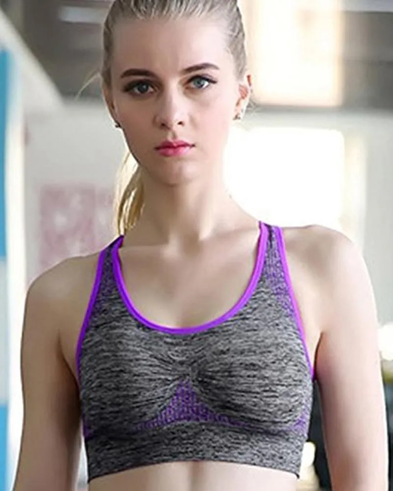 Purple Stripe 3279 Sports & Jim,Yoga Padded Wirefree Bra For Ladies -Girls Sports Bra - By Lubunie