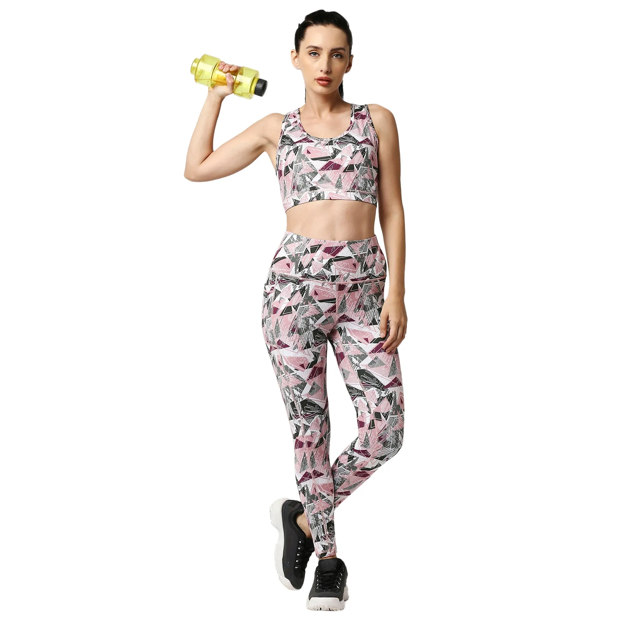 Quick-Dry Printed Sports Bra & High Waist Legging Set