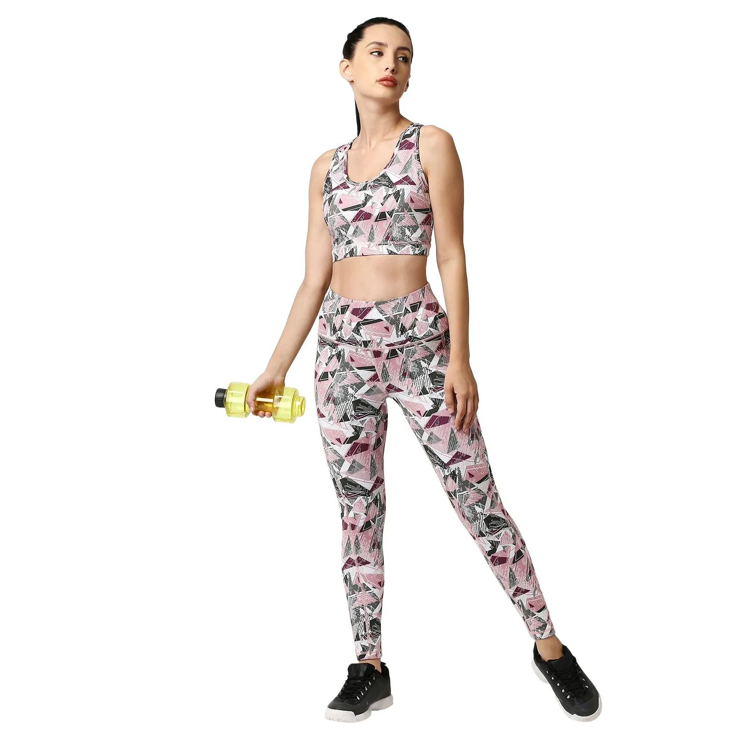 Quick-Dry Printed Sports Bra & High Waist Legging Set