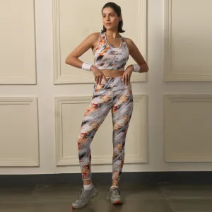 Quick-Dry Printed Sports Bra & High Waist Legging Set