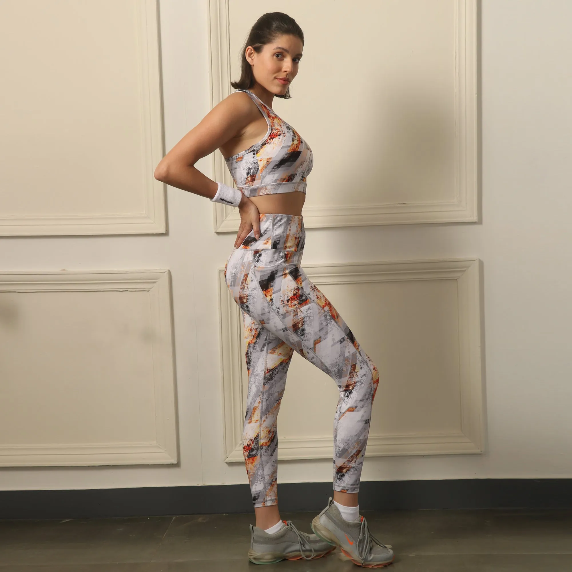Quick-Dry Printed Sports Bra & High Waist Legging Set