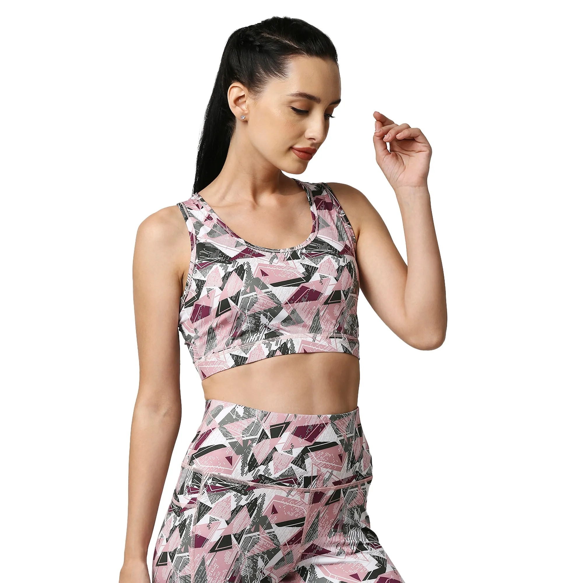 Quick-Dry Printed Sports Bra & High Waist Legging Set
