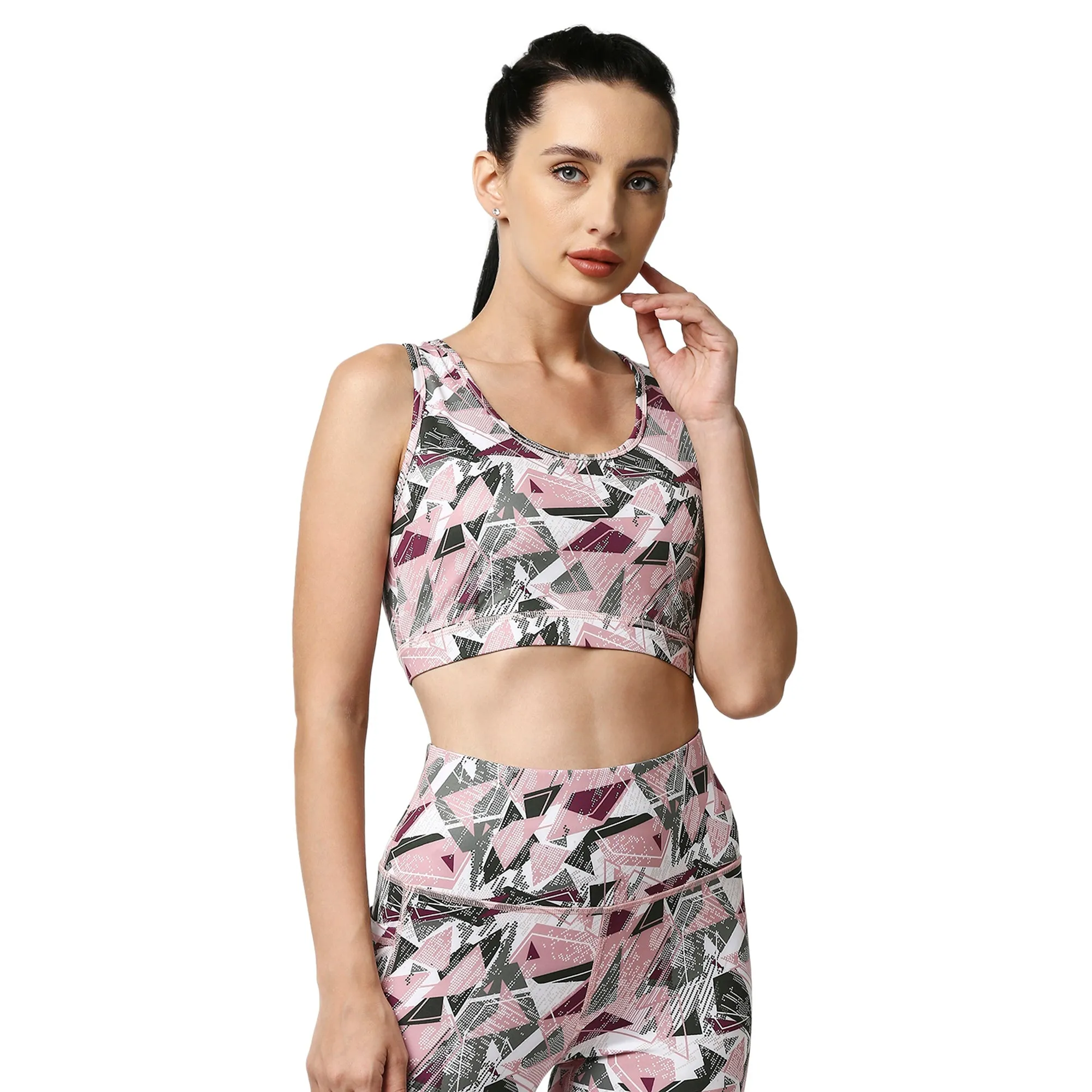 Quick-Dry Printed Sports Bra & High Waist Legging Set