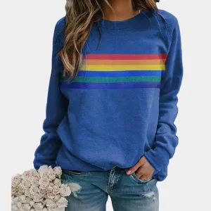 Rainbow Stripe Sweatshirt | Soft Cotton Blend | Casual & Cozy