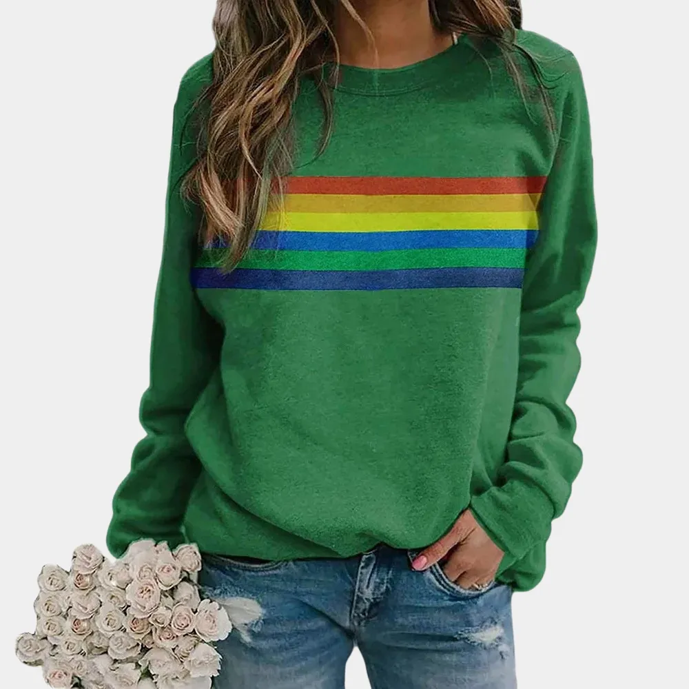Rainbow Stripe Sweatshirt | Soft Cotton Blend | Casual & Cozy
