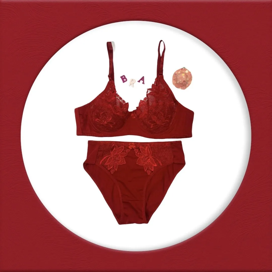 Red Bridal Bra Panty Sets - Non Psdded Underwired Bra Panty Set 2020